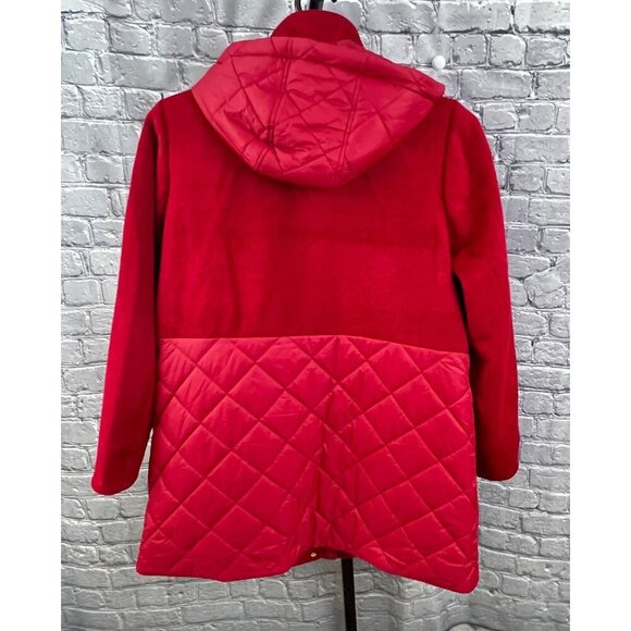 Dennis Basso Mixed Media Quilted Jacket with Hood Red Size 1X Winter Coat - Picture 7 of 8